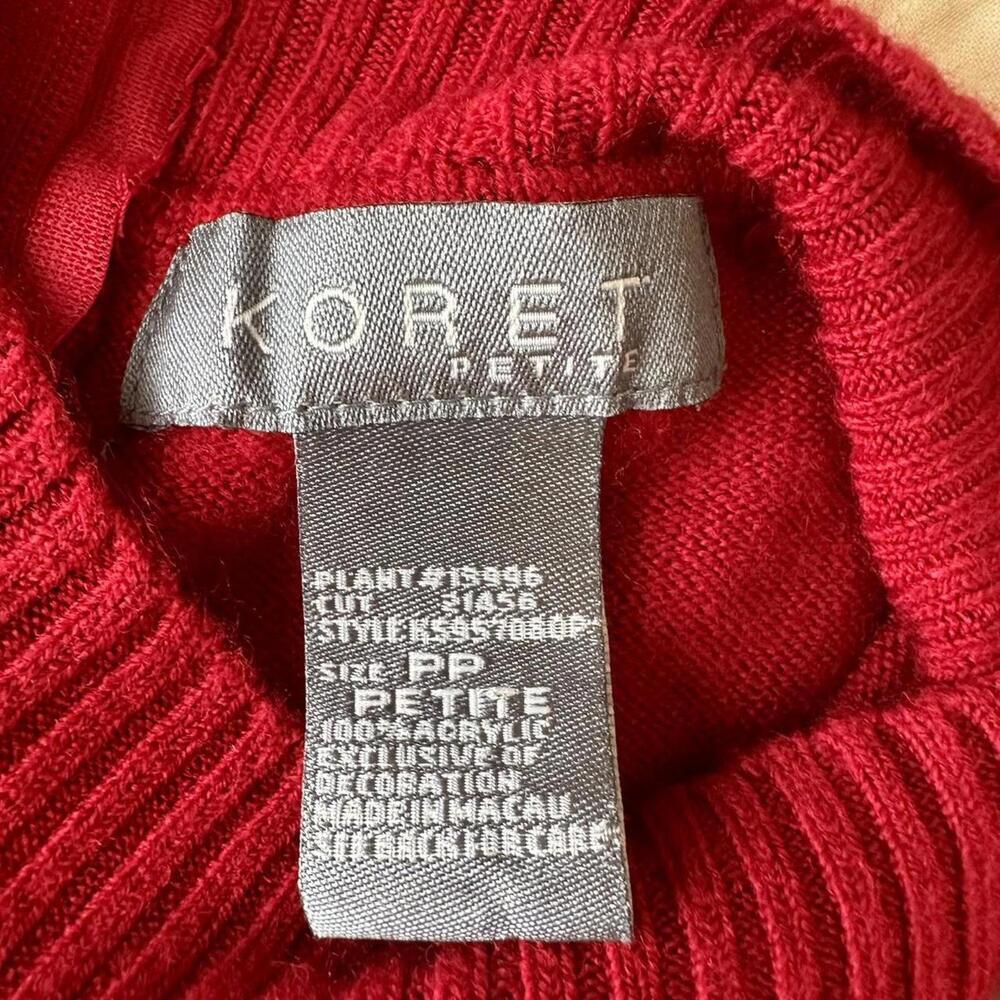 Vintage 90s Koret red short sleeve mock turtleneck with red sequins - Picture 4 of 4